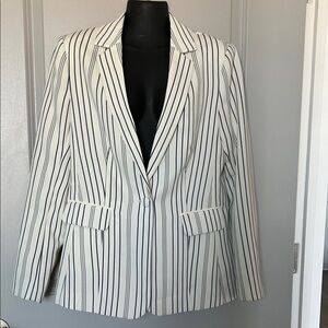 Frame Ivory and Navy Pinstripe Blazer